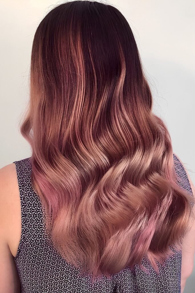 Full Rose-Tinted Colour Melt on Medium Hair