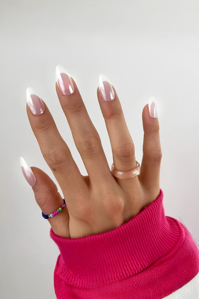 Glazed donut white French nails