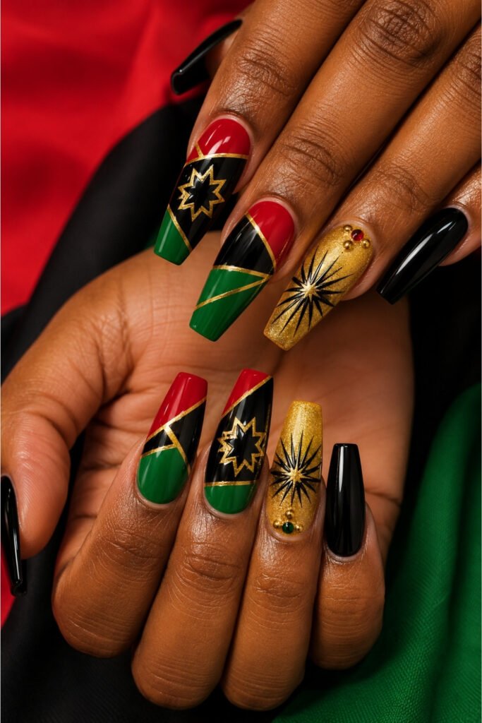 Juneteenth Flag Star Nail