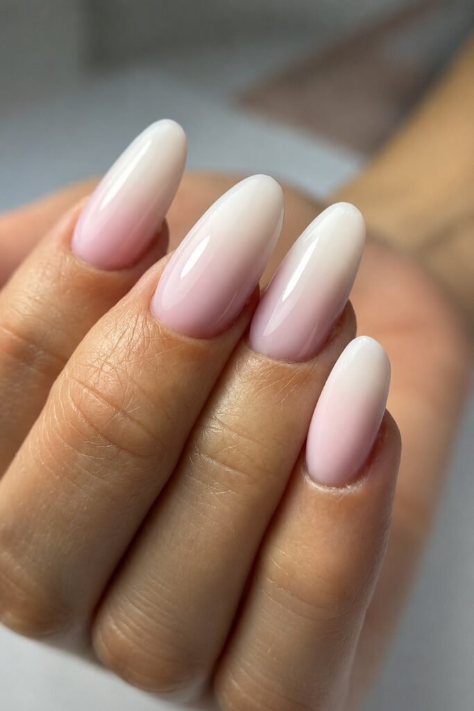 Milky Baby Boomer Nails