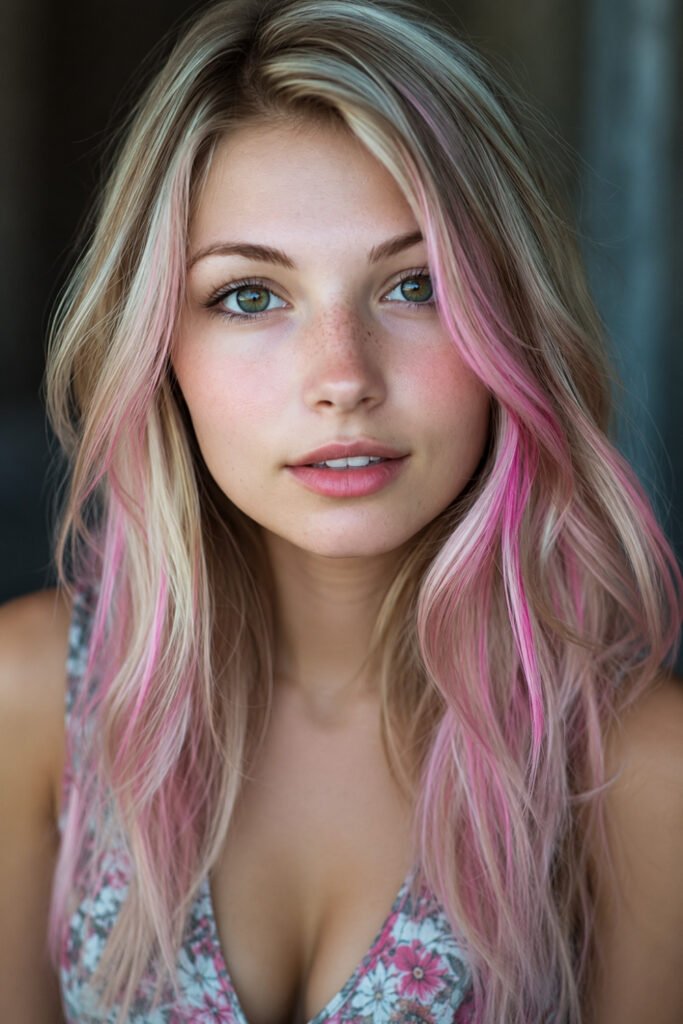 Neapolitan Highlights On Blonde Hair