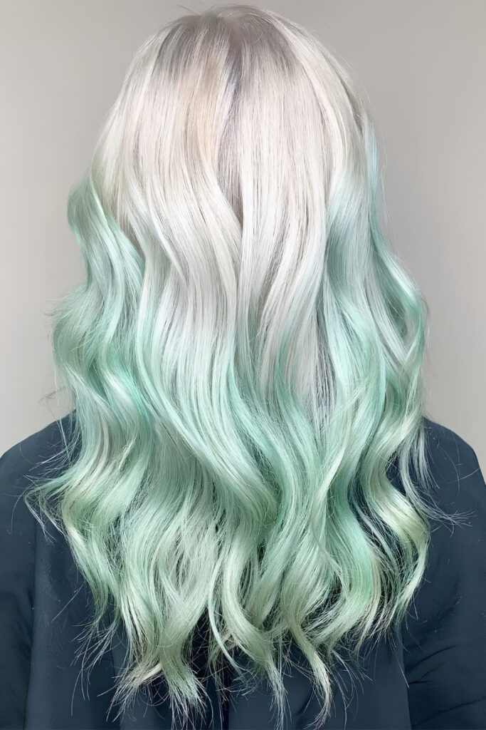 Platinum to Mint Ombre hair