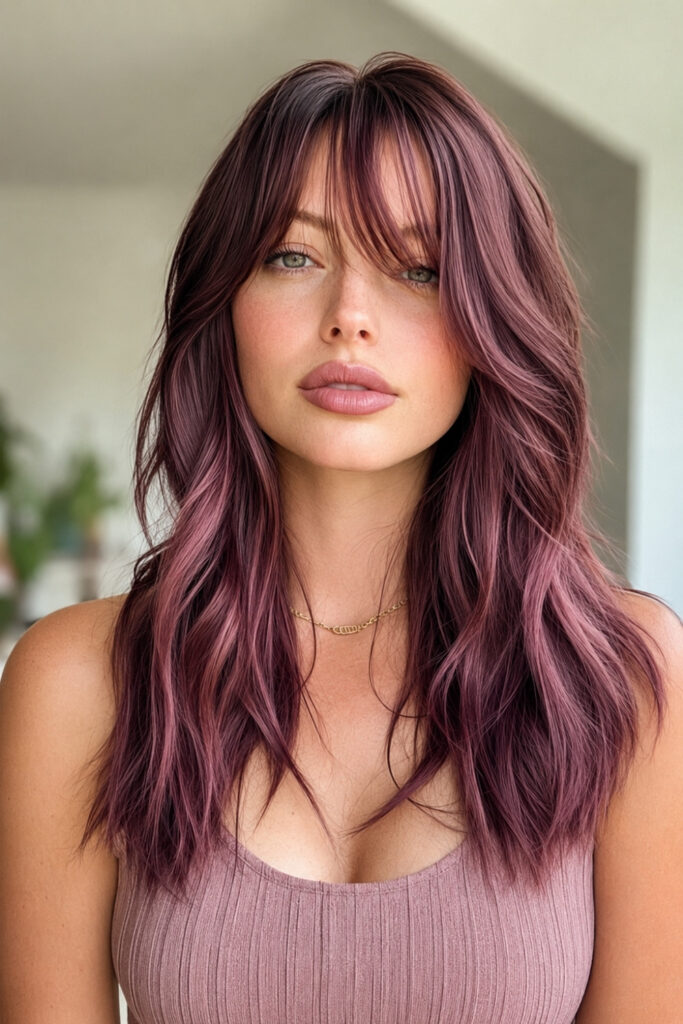 Plum Velvet Waves with Fringe