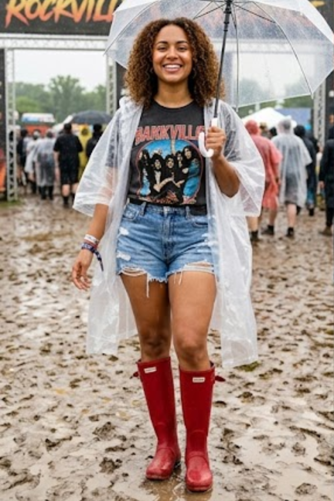 Rain-Ready Look with Waterproof Boots
