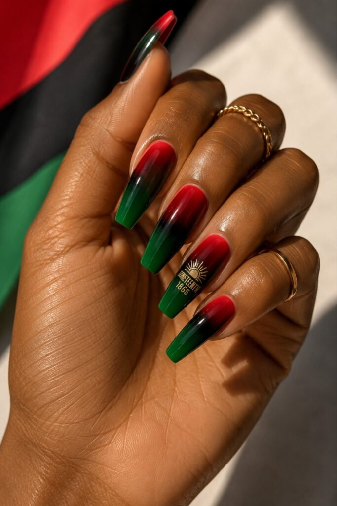 Red Black Green Ombre Nails