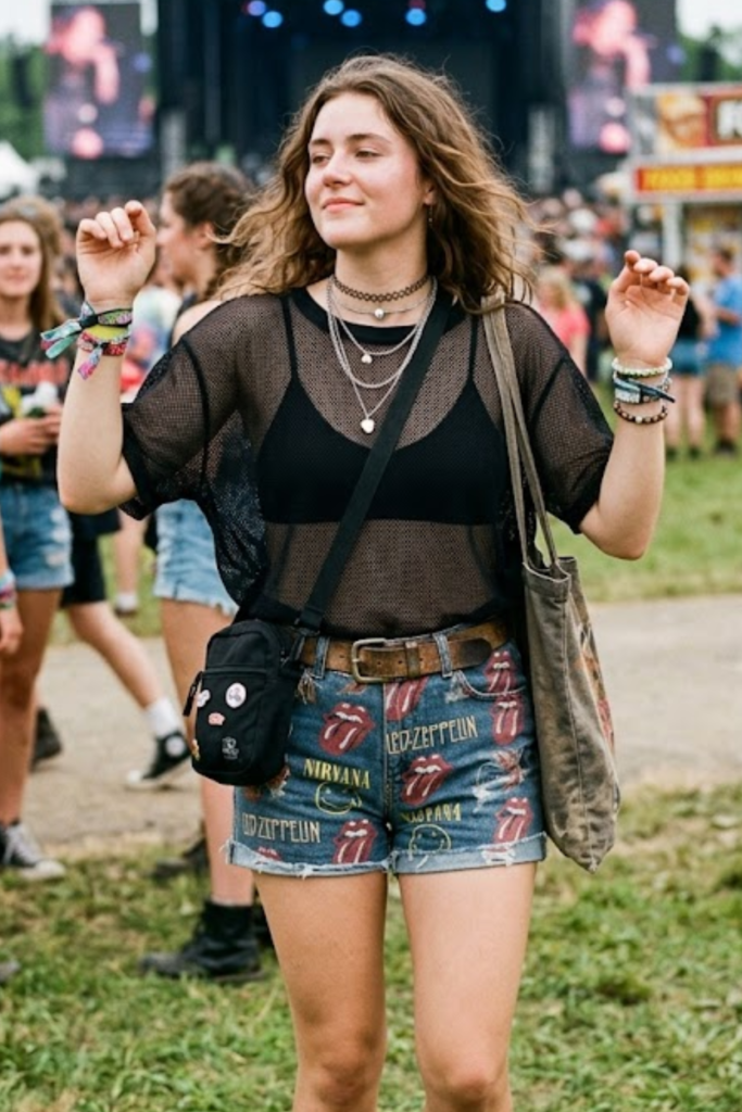 Sheer Black Top with Ba