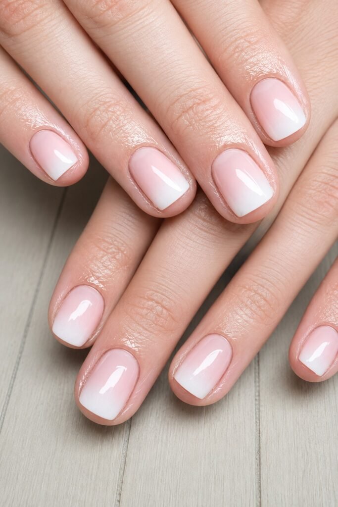 Short Square Baby Boomer Nails