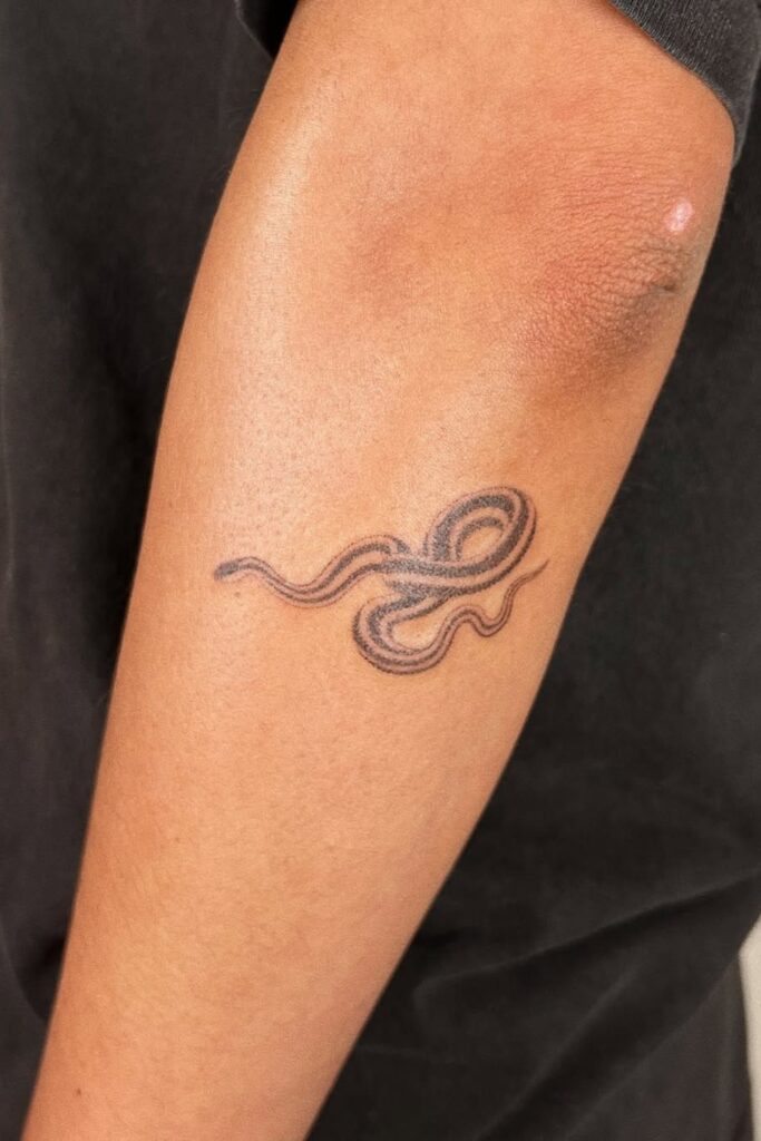 Wrapped snake tattoo on a man