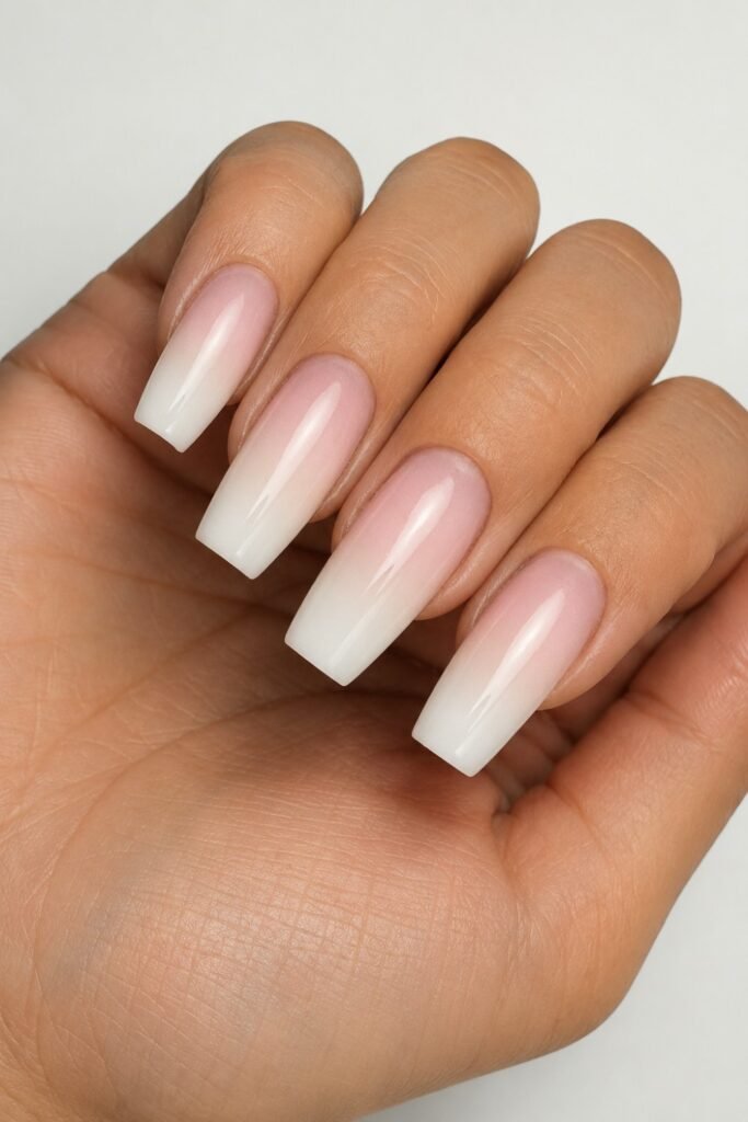 Soft Coffin Baby Boomer Nails