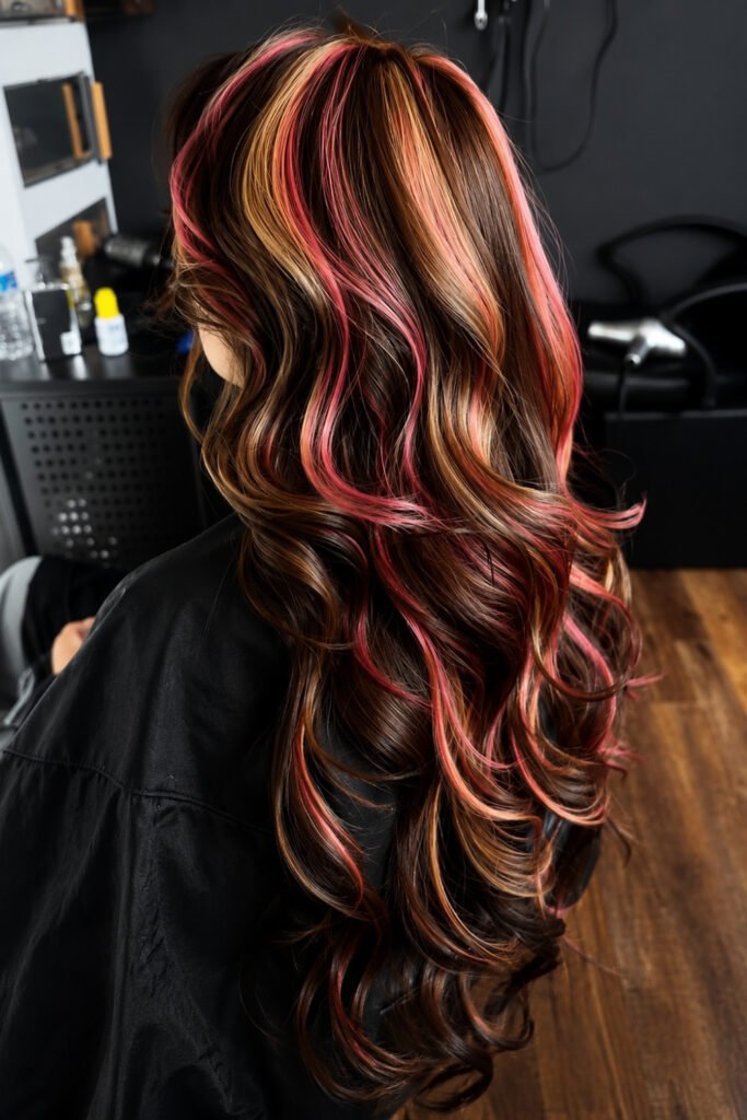 Soft Waves With Pink, Brown, and Ash Blonde