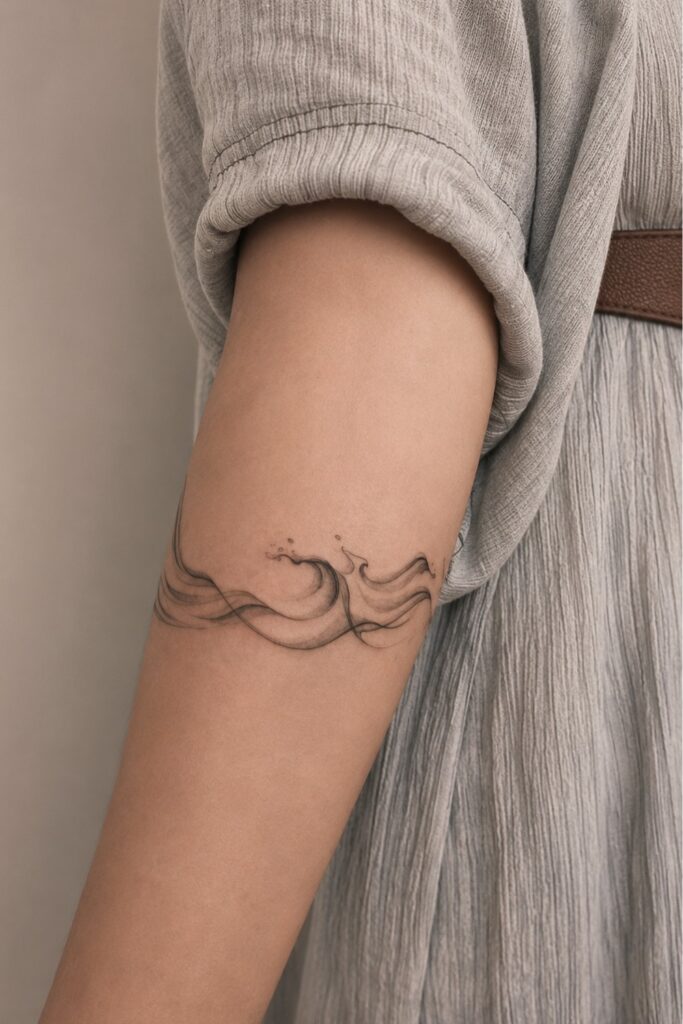 Wave symbol tattoo on a man