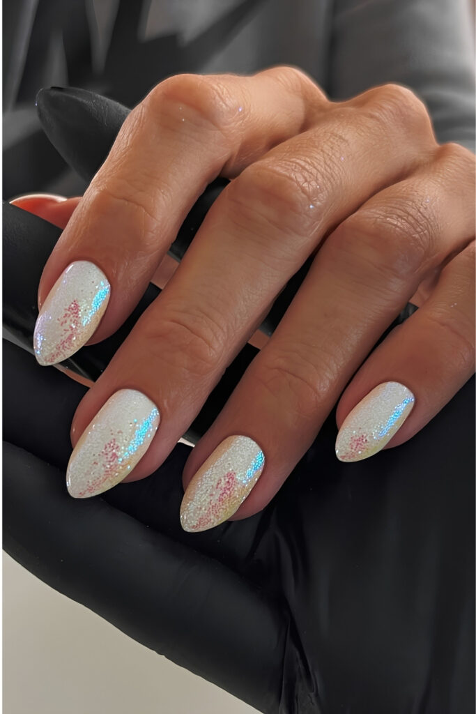 White iridescent nails