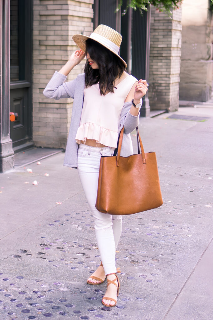 White Jeans with Cashmere Sweater