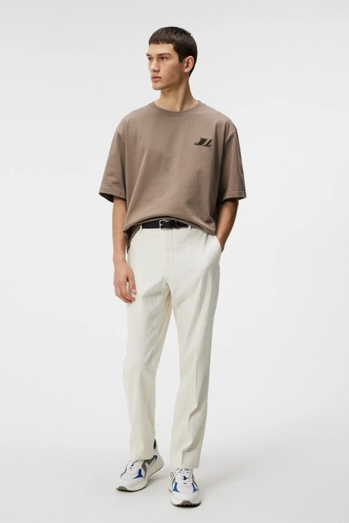 Air Jordan 1 or 4, Linen Trousers, Plain Fitted Tee, Summer Smart Casual