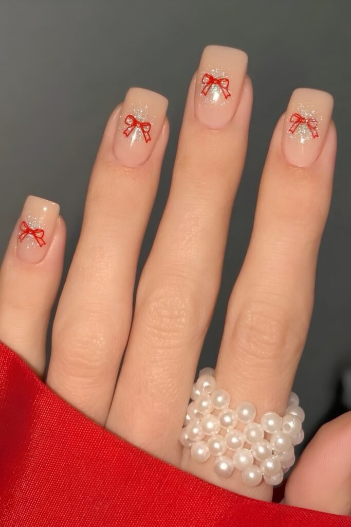 Bow Detail on Nude Squoval