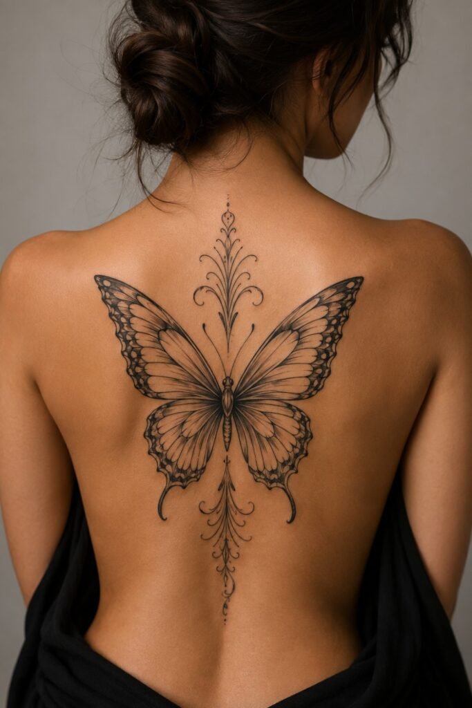 Butterfly Flowing Down the Back