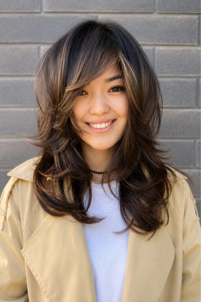 Butterfly Wolf Cut with Side Part
