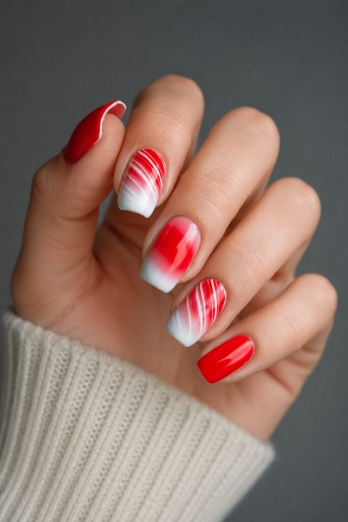 Candy Cane Ombre Squoval