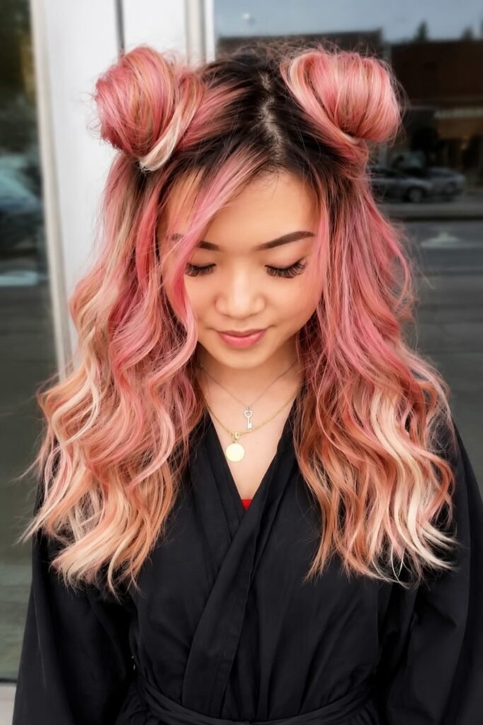 Candy Cane Space Buns