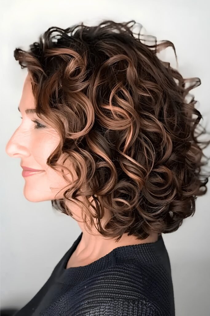 Caramel Wavy Curly Bob