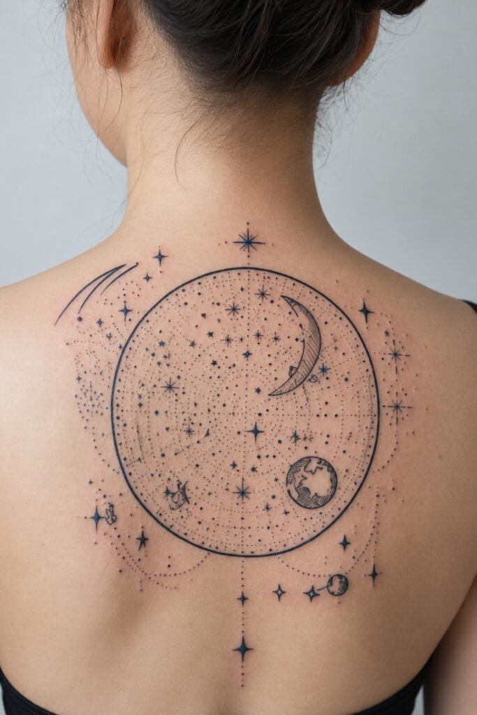 Celestial Map or Star Chart Upper Back