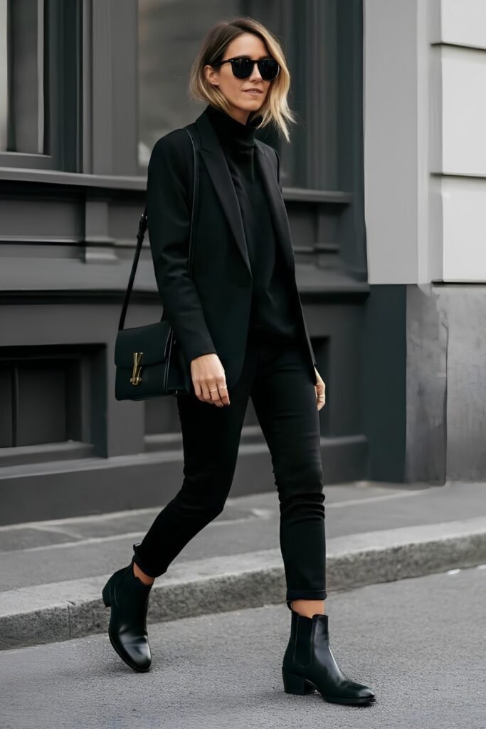 Chelsea boots with an all-black outfit