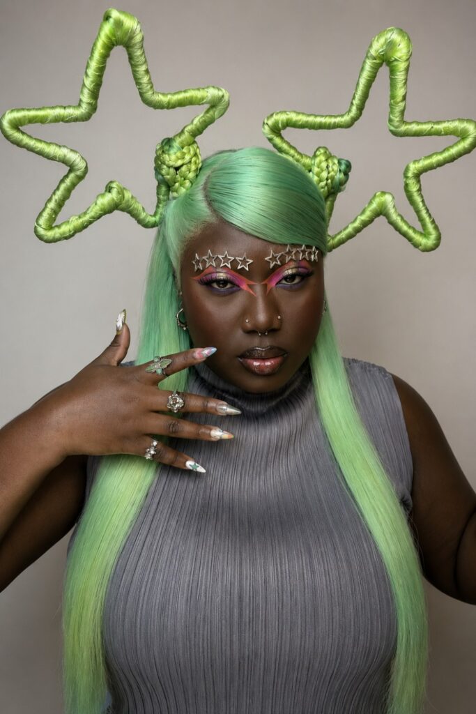 Chrome green hair