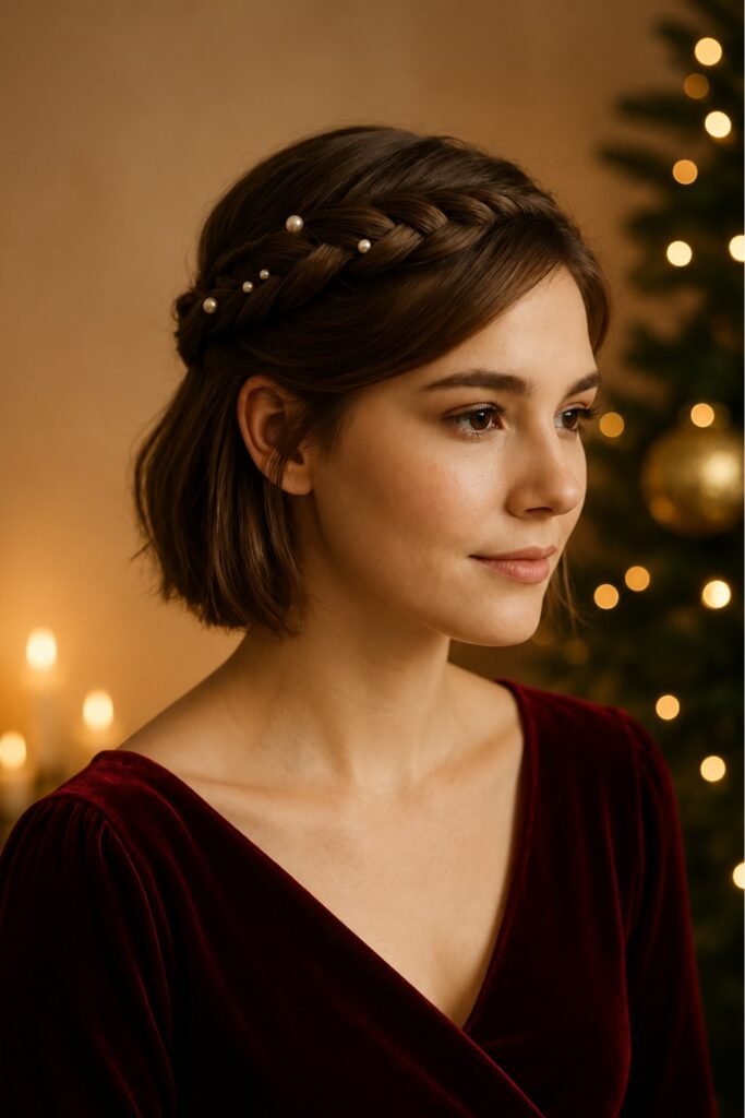 Crown Braid with Pearl Headband