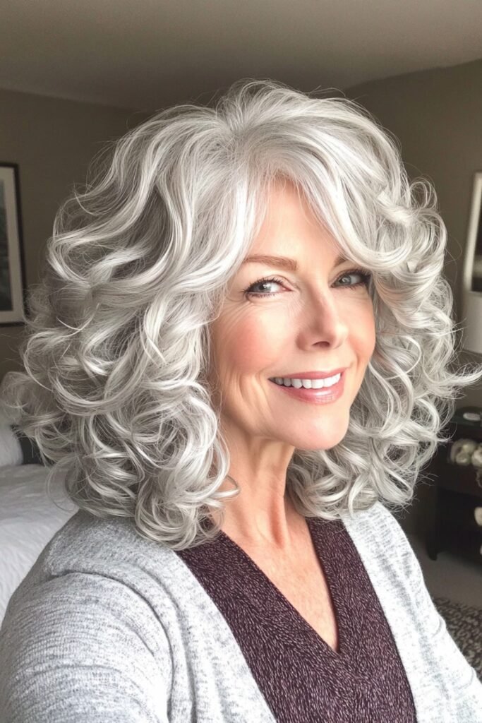 Curly Bob with Curtain Fringe