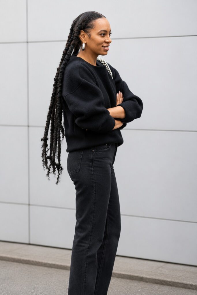 Extra-long braids with braid-out ends