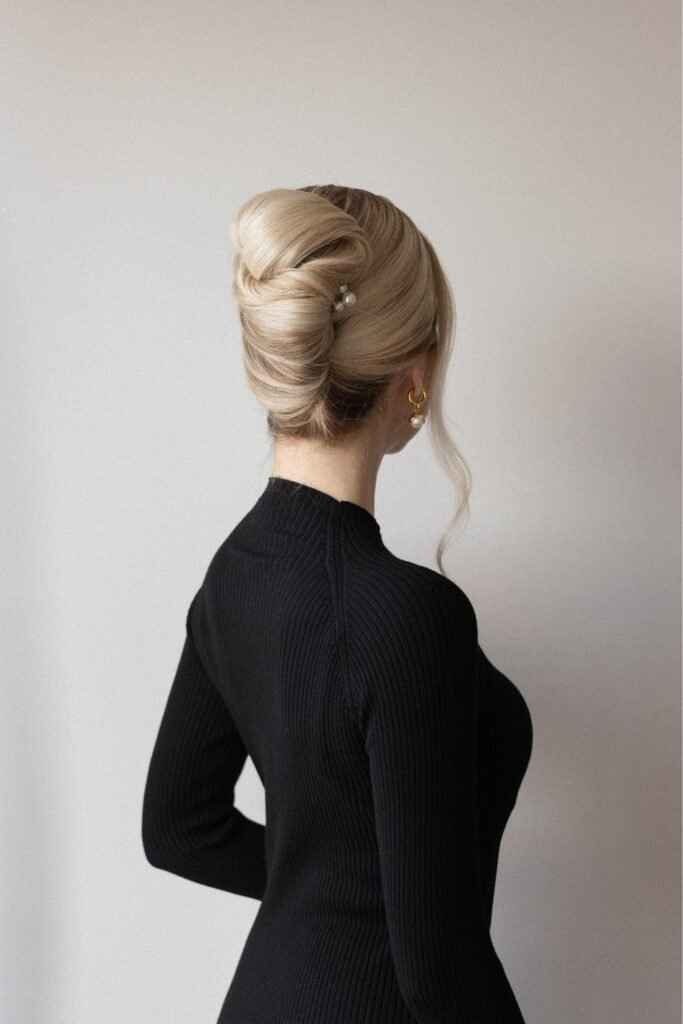 Festive French Twist with Pearl Pins