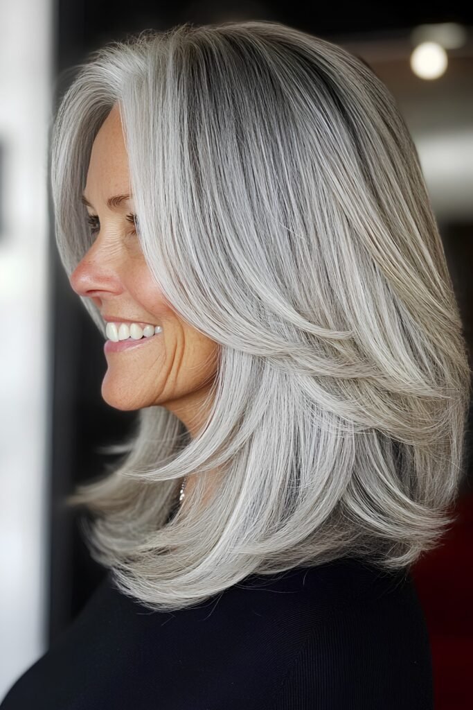 Graduated Lob Blowout for Thick Hair