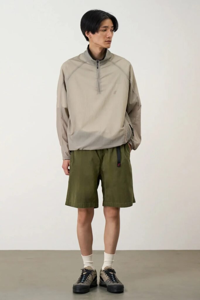 Gramicci Shorts, Fleece Overshirt Open, Base Layer Tee, Trail Runners