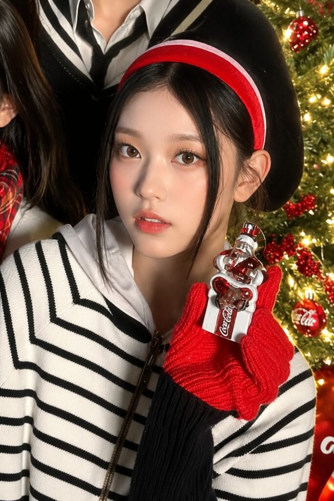 Haerin (NewJeans) Short Bob with Red Velvet Headband