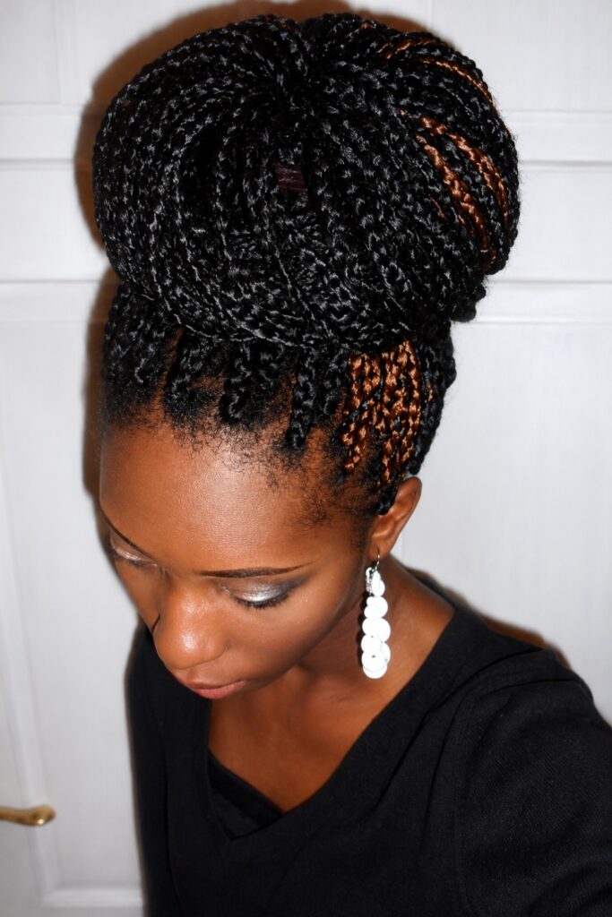 High braided bun with loose side braids