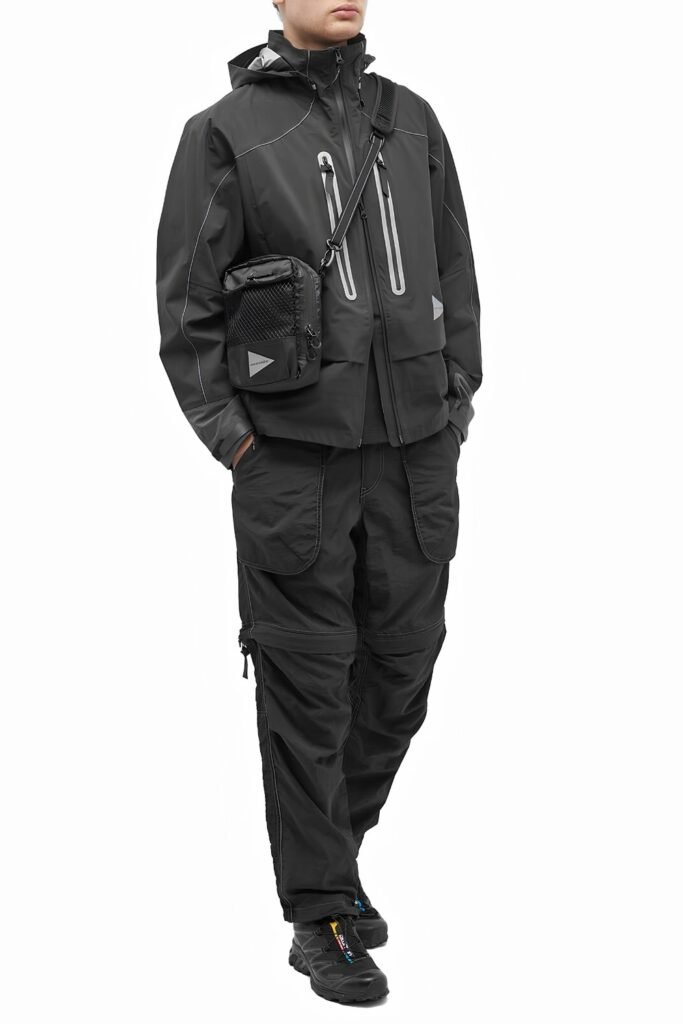 Japanese Gorpcore And Wander Jacket, Snow Peak Shirt, Wide Cargo, Low Norda Trail Runners