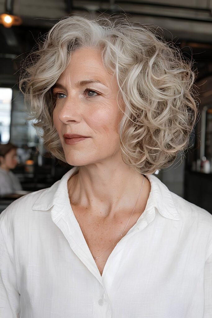 Jaw-Length Tousled Curls Bob