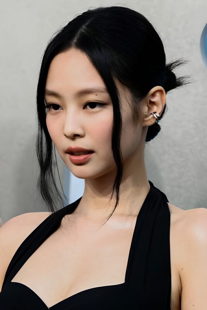 Jennie Sleek Low Bun with Gold Pearl Pins