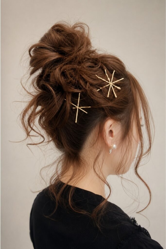 Jennie Solo Korean It-Girl Textured High Bun with Glitter Pin Cluster
