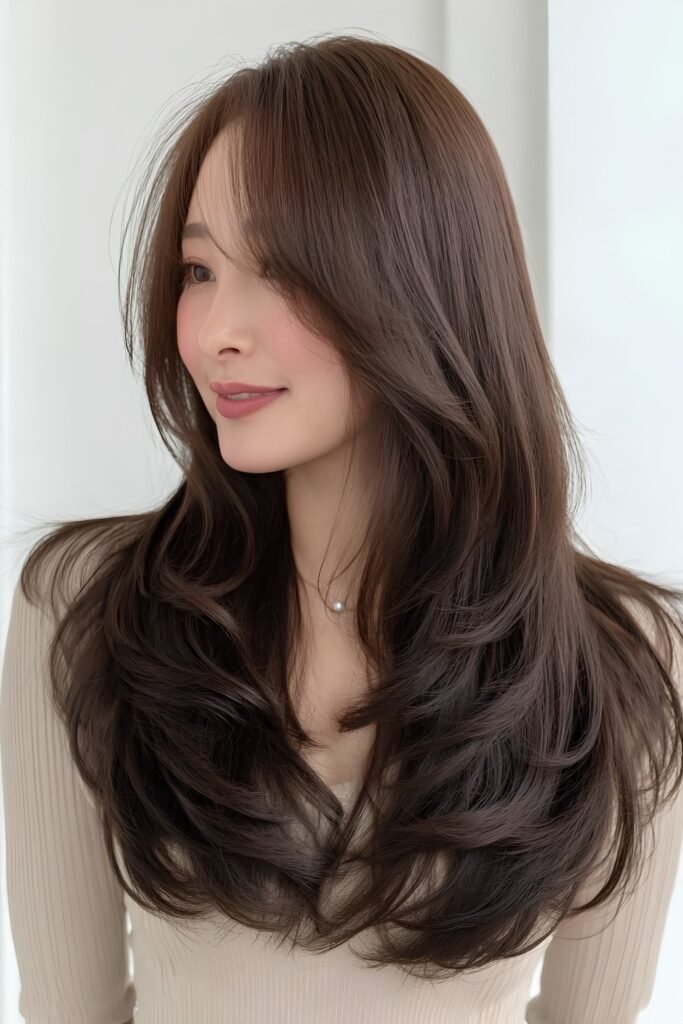 Korean Butterfly Haircut with Side Part
