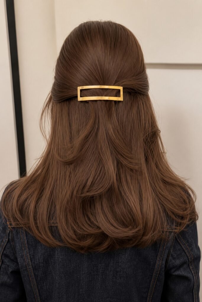 Layered Blowout with Gold Barrette Cluster