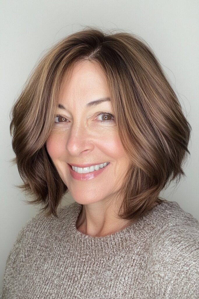 Layered Bob in Caramel Tones