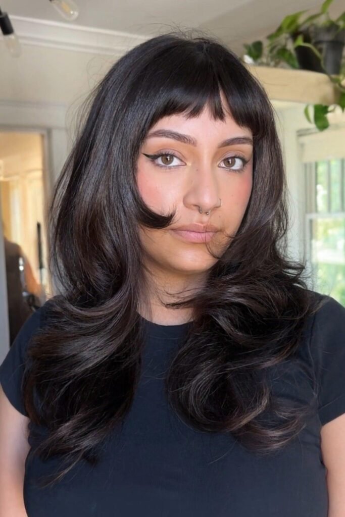 Layered Face Frames with Micro Bangs on Black Hair