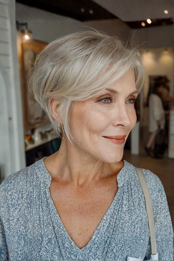 Long Pixie With a Deep Side Part