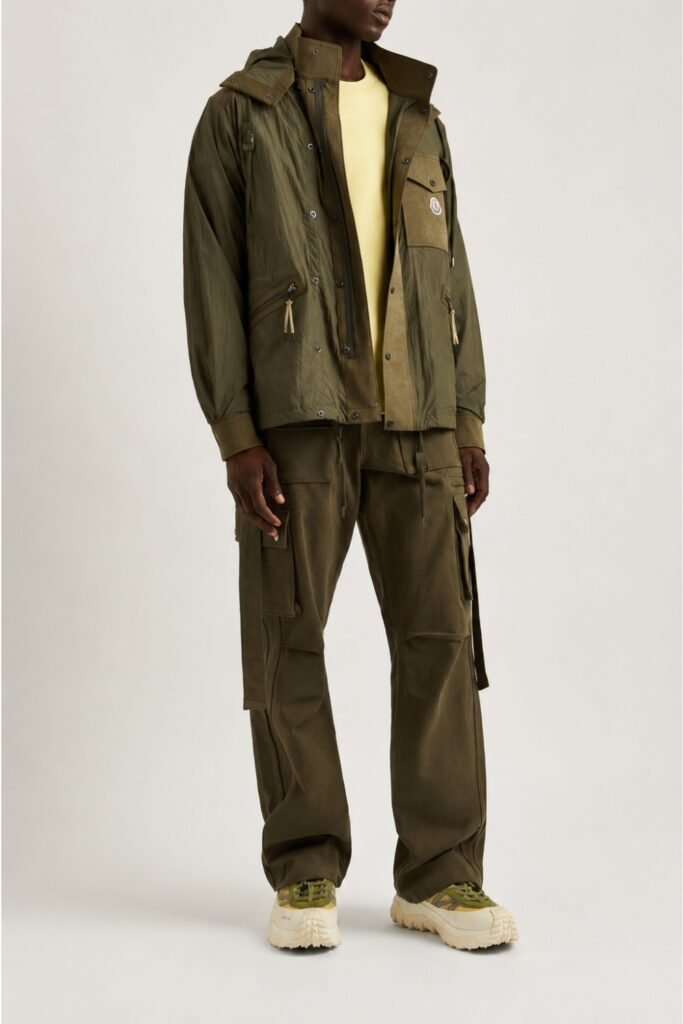 Luxury Gorpcore Arc'teryx Shell, Cashmere Base Layer, Tailored Cargo, Designer Trail Runners