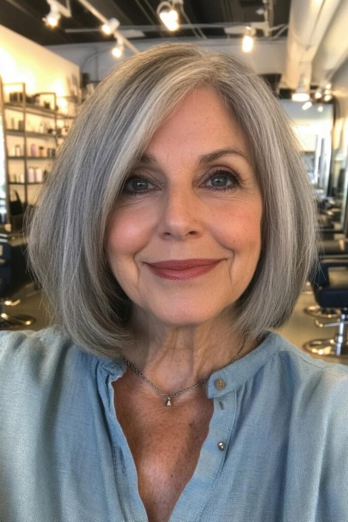 Natural Salt-and-Pepper Bob
