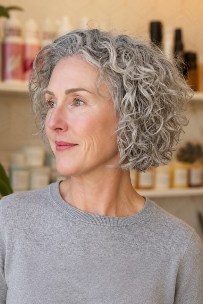 Permed Curly Bob for Straight or Wavy Hair