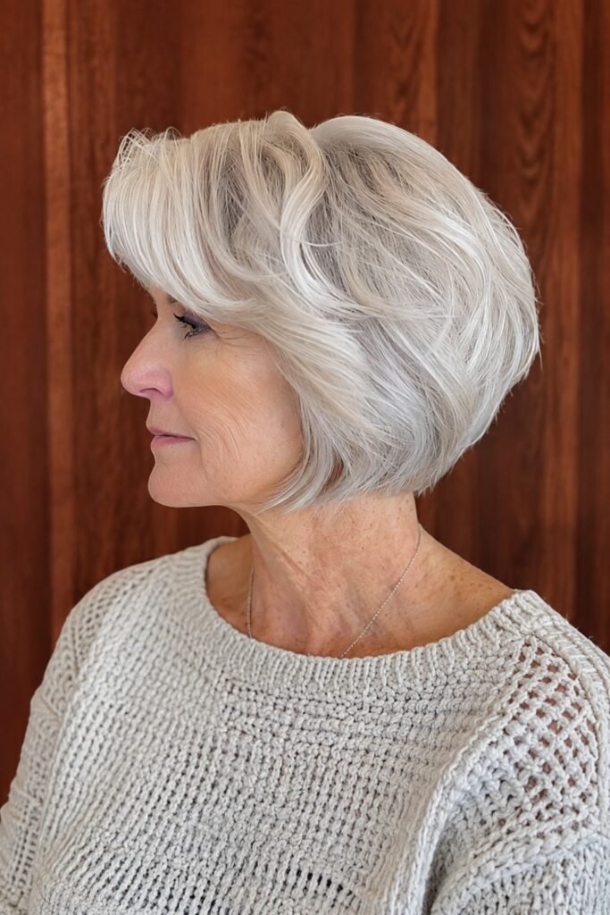 Platinum or Platinum-Blonde Curly Bob