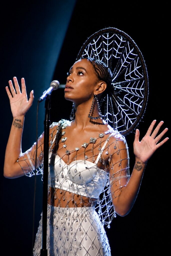 Sculptural cornrow crown updo