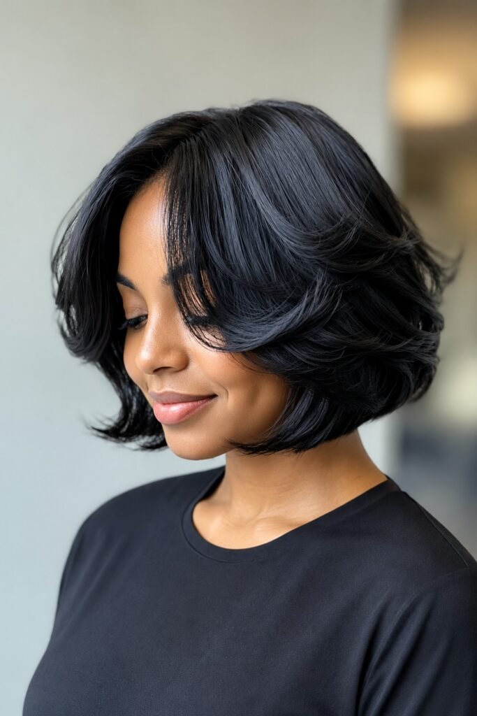 Short Bob with Face-Framing Curtain Layers